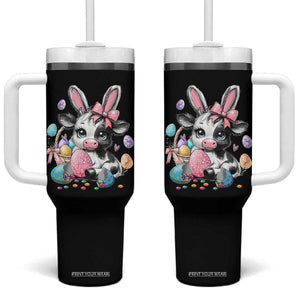 Easter Day Cow Tumbler With Handle Cute Cow Bunny Heifer TS10 One Size: 40 oz Black Print Your Wear