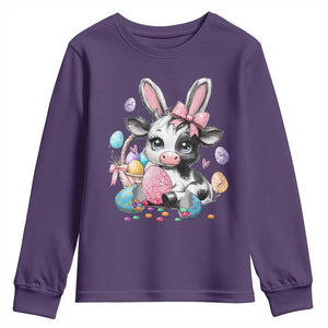 Easter Day Cow Youth Sweatshirt Cute Cow Bunny Heifer TS10 Purple Print Your Wear