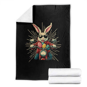 Biker Bunny Throw Blanket Retro Easter Day Rabbit Ride Motorcycles Motorbike TS10 Black Print Your Wear