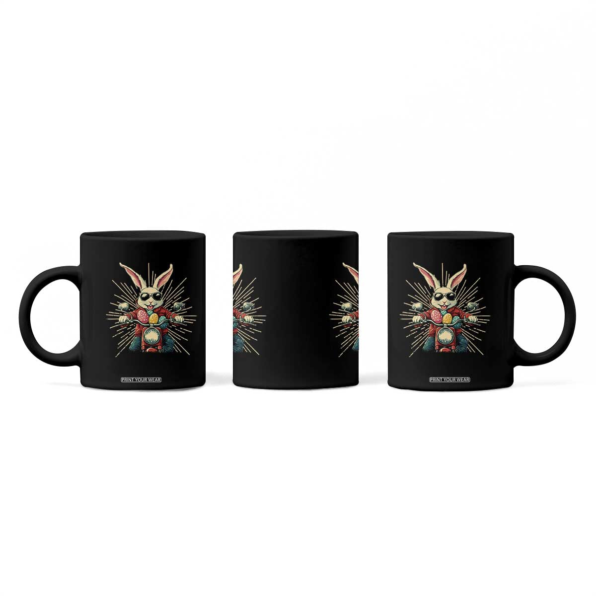 Biker Bunny Coffee Mug Retro Easter Day Rabbit Ride Motorcycles Motorbike TS10 Print Your Wear