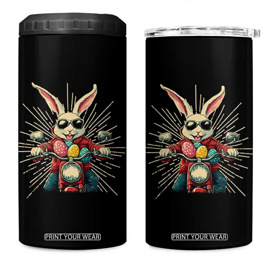 Biker Bunny 4 in 1 Can Cooler Tumbler Retro Easter Day Rabbit Ride Motorcycles Motorbike TS10 One Size: 16 oz Black Print Your Wear