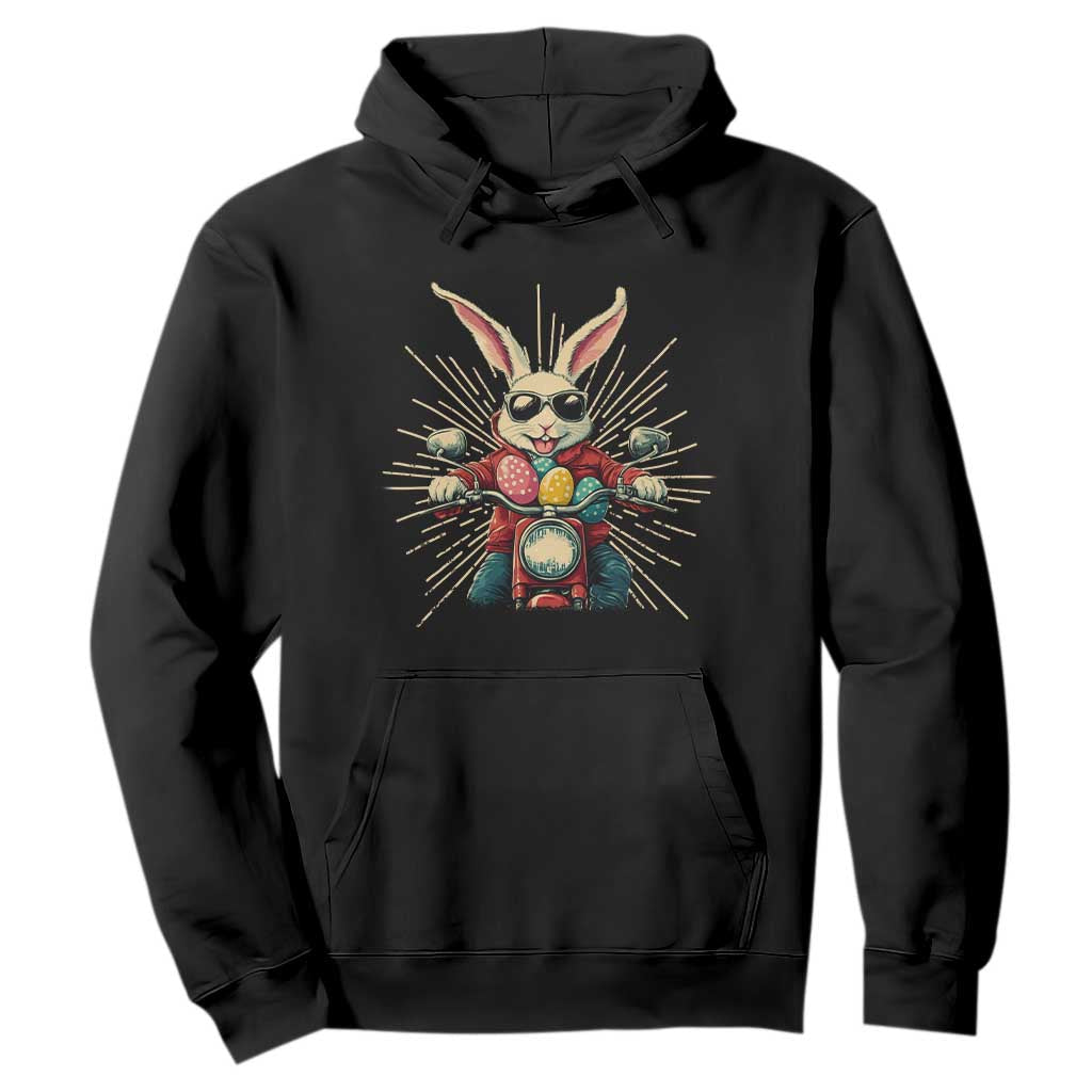 Biker Bunny Hoodie Retro Easter Day Rabbit Ride Motorcycles Motorbike TS10 Black Print Your Wear