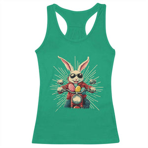 Biker Bunny Racerback Tank Top Retro Easter Day Rabbit Ride Motorcycles Motorbike TS10 Irish Green Print Your Wear