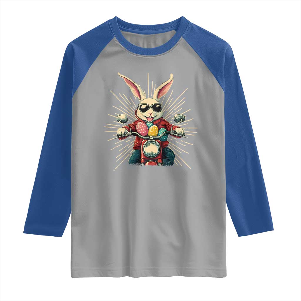 Biker Bunny Raglan Shirt Retro Easter Day Rabbit Ride Motorcycles Motorbike TS10 Sport Gray Royal Print Your Wear