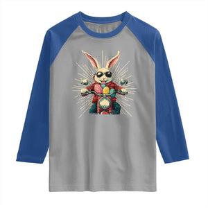 Biker Bunny Raglan Shirt Retro Easter Day Rabbit Ride Motorcycles Motorbike TS10 Sport Gray Royal Print Your Wear