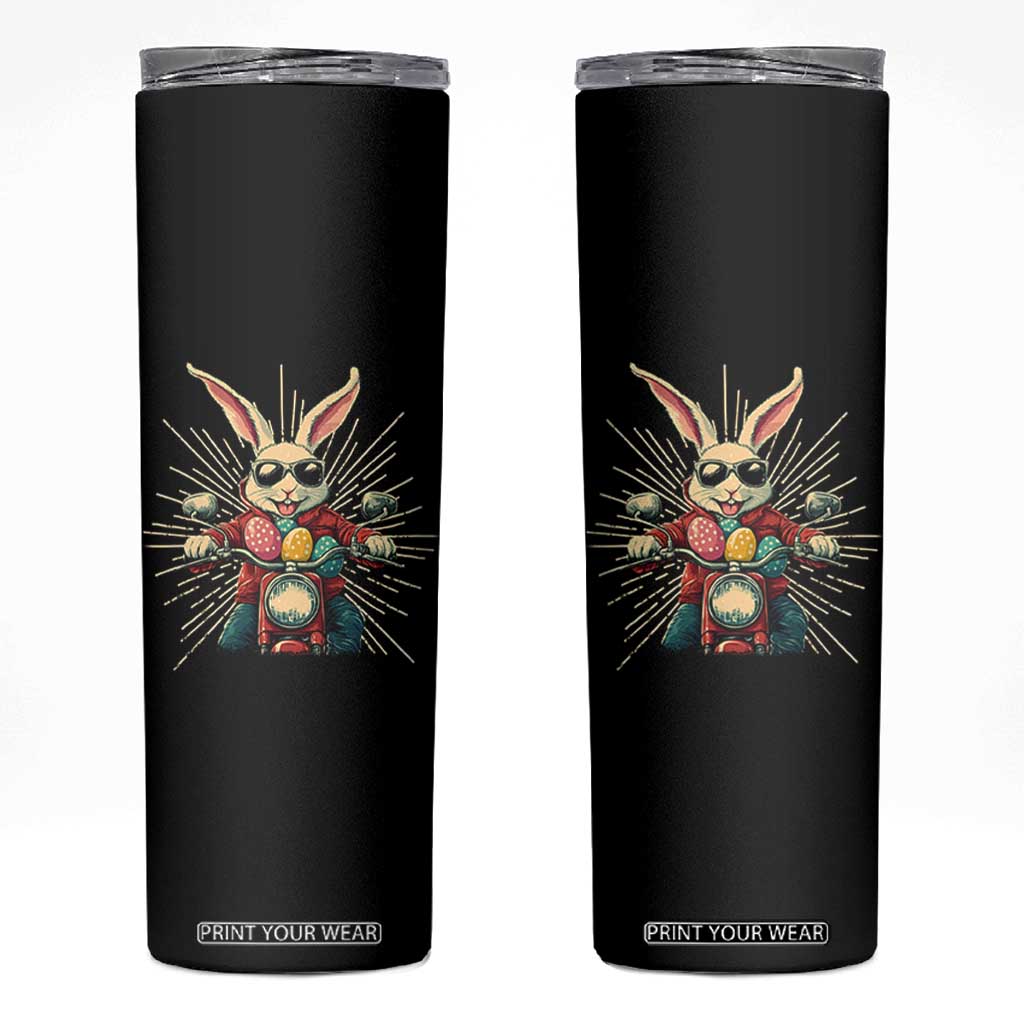 Biker Bunny Skinny Tumbler Retro Easter Day Rabbit Ride Motorcycles Motorbike TS10 Black Print Your Wear