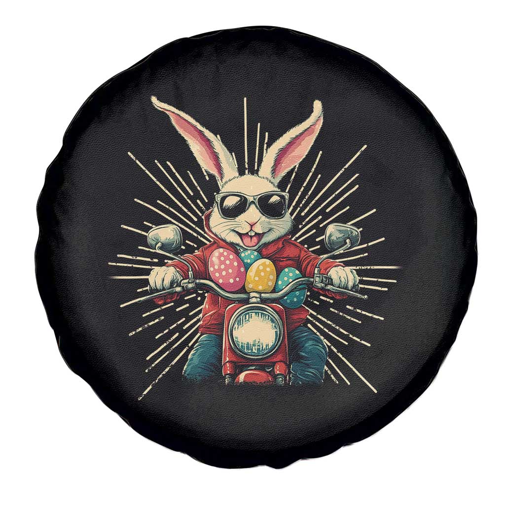 Biker Bunny Spare Tire Cover Retro Easter Day Rabbit Ride Motorcycles Motorbike TS10 Print Your Wear