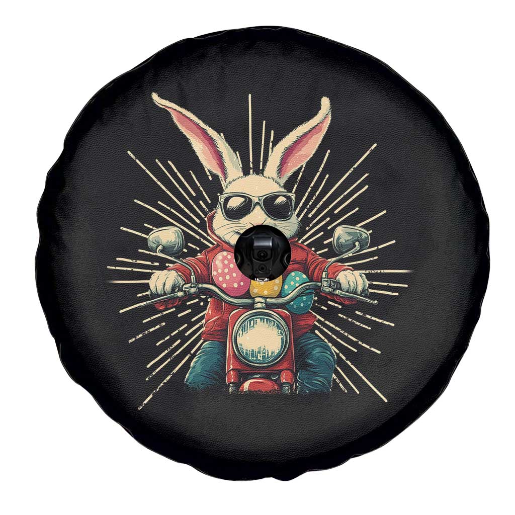Biker Bunny Spare Tire Cover Retro Easter Day Rabbit Ride Motorcycles Motorbike TS10 Print Your Wear
