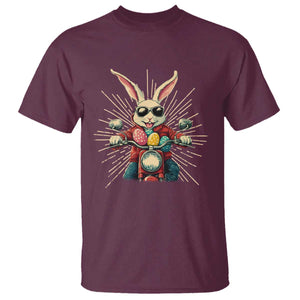 Biker Bunny T Shirt Retro Easter Day Rabbit Ride Motorcycles Motorbike TS10 Maroon Print Your Wear