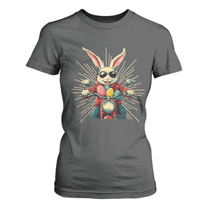 Biker Bunny T Shirt For Women Retro Easter Day Rabbit Ride Motorcycles Motorbike TS10 Dark Heather Print Your Wear