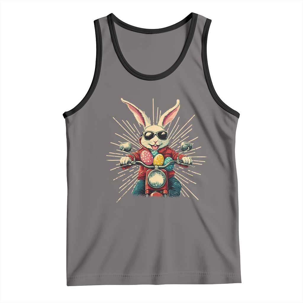 Biker Bunny Tank Top Retro Easter Day Rabbit Ride Motorcycles Motorbike TS10 Deep Heather Black Print Your Wear