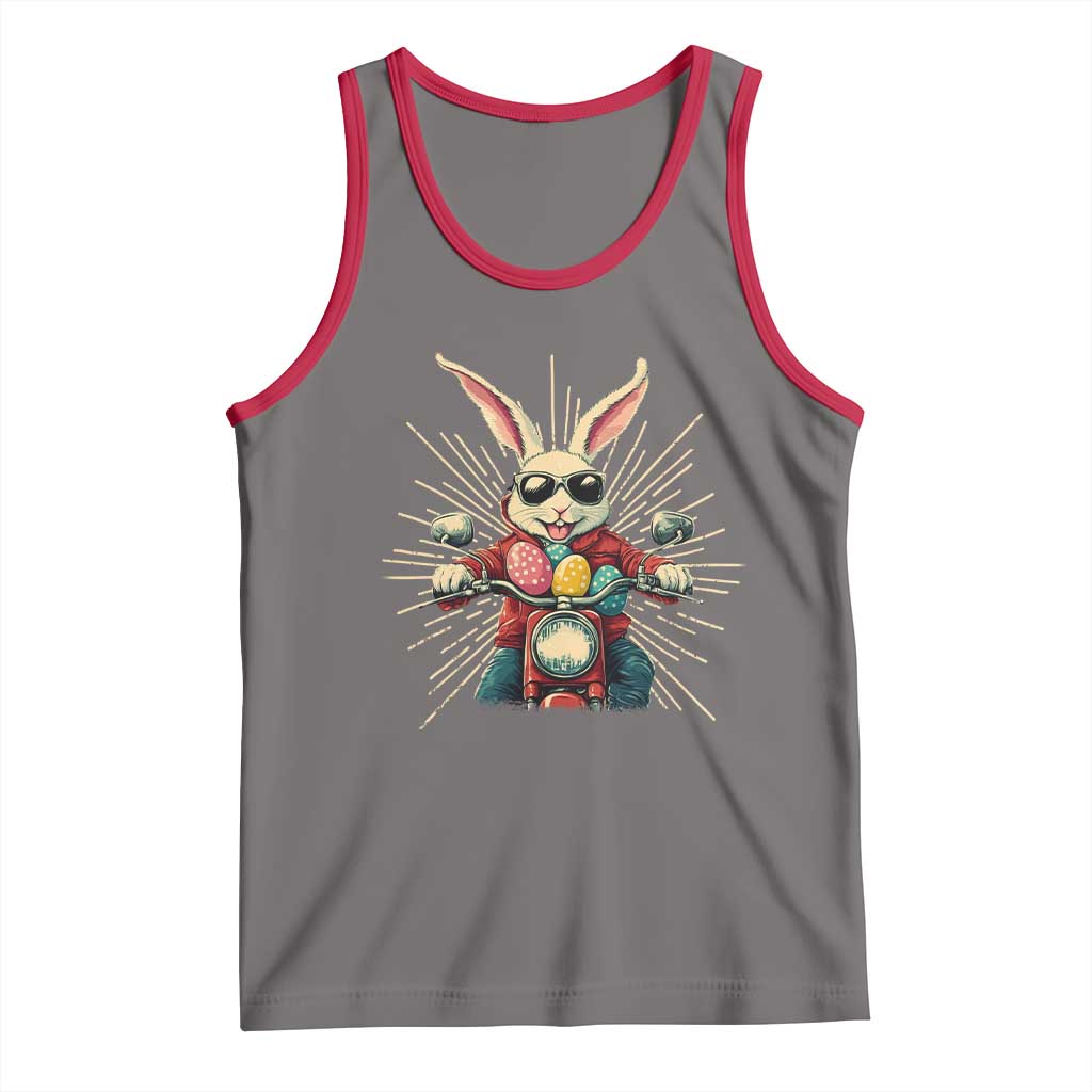 Biker Bunny Tank Top Retro Easter Day Rabbit Ride Motorcycles Motorbike TS10 Deep Heather Red Print Your Wear