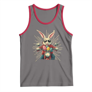 Biker Bunny Tank Top Retro Easter Day Rabbit Ride Motorcycles Motorbike TS10 Deep Heather Red Print Your Wear