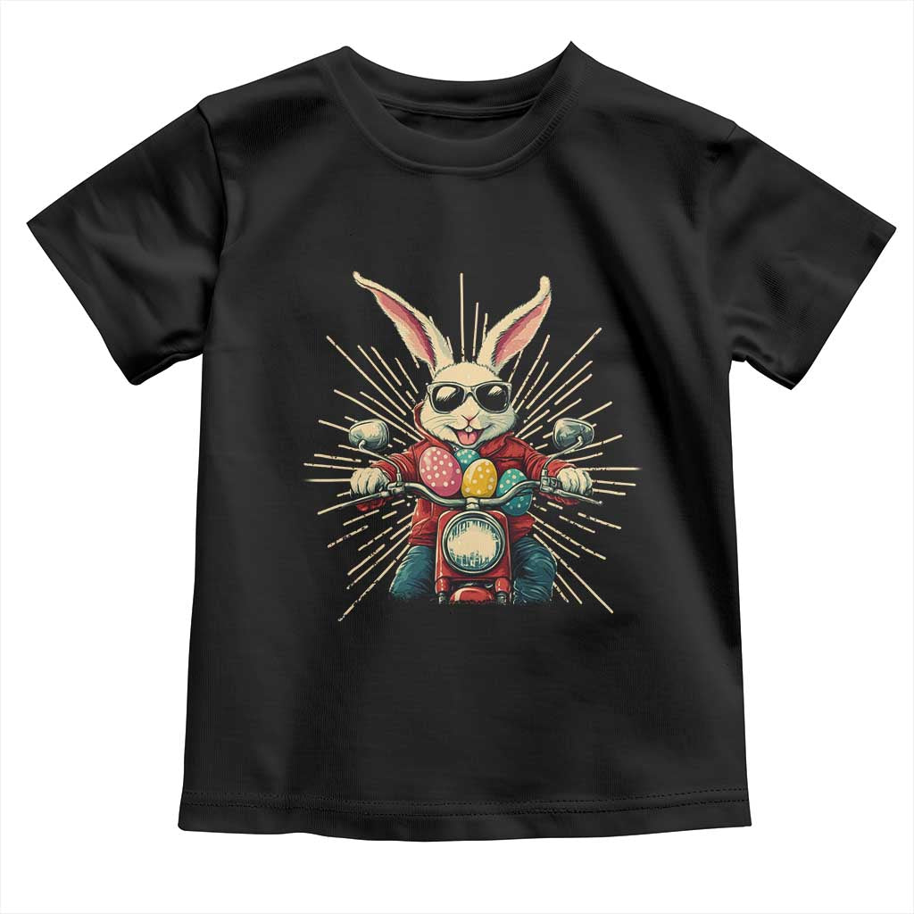 Biker Bunny Toddler T Shirt Retro Easter Day Rabbit Ride Motorcycles Motorbike TS10 Black Print Your Wear