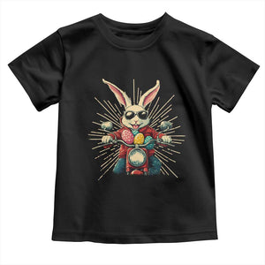 Biker Bunny Toddler T Shirt Retro Easter Day Rabbit Ride Motorcycles Motorbike TS10 Black Print Your Wear