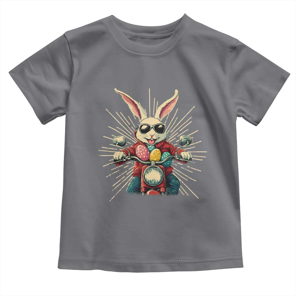 Biker Bunny Toddler T Shirt Retro Easter Day Rabbit Ride Motorcycles Motorbike TS10 Charcoal Print Your Wear