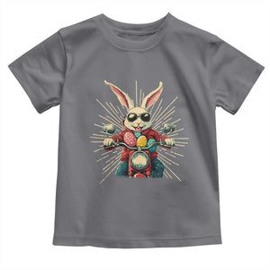 Biker Bunny Toddler T Shirt Retro Easter Day Rabbit Ride Motorcycles Motorbike TS10 Charcoal Print Your Wear