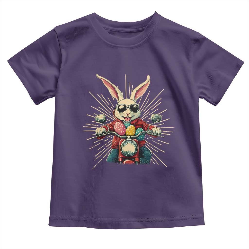 Biker Bunny Toddler T Shirt Retro Easter Day Rabbit Ride Motorcycles Motorbike TS10 Purple Print Your Wear