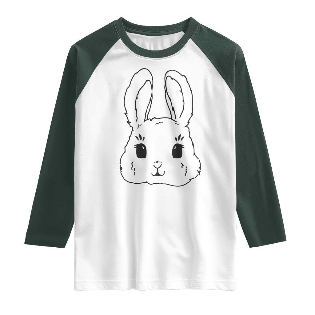 Cute Bunny Raglan Shirt Kawaii Rabbit Happy Easter Day TS10 White Dark Forest Green Print Your Wear