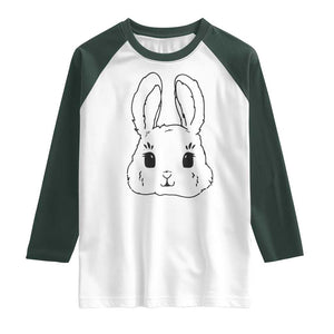 Cute Bunny Raglan Shirt Kawaii Rabbit Happy Easter Day TS10 White Dark Forest Green Print Your Wear