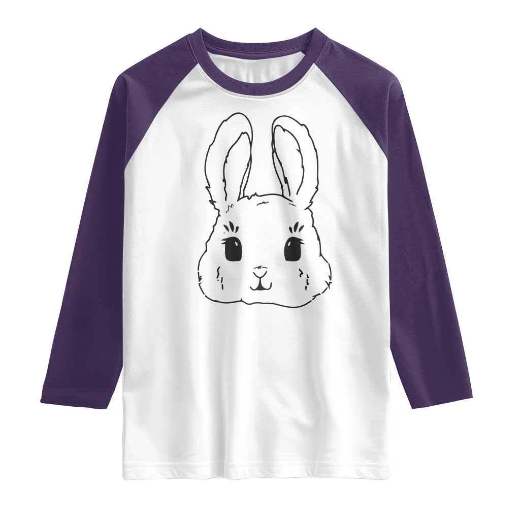 Cute Bunny Raglan Shirt Kawaii Rabbit Happy Easter Day TS10 White Purple Print Your Wear