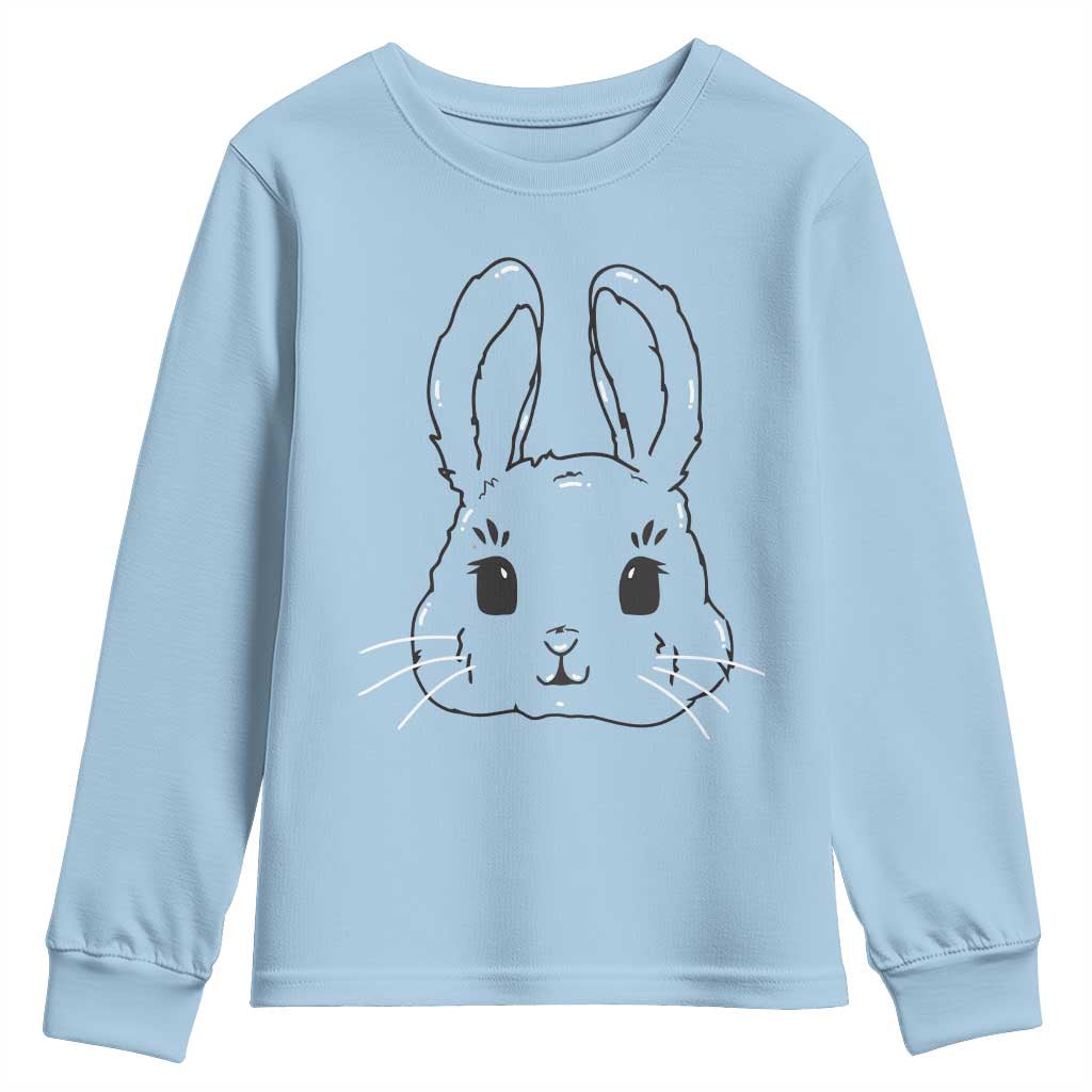Cute Bunny Youth Sweatshirt Kawaii Rabbit Happy Easter Day TS10 Light Blue Print Your Wear