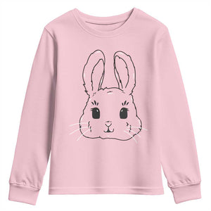 Cute Bunny Youth Sweatshirt Kawaii Rabbit Happy Easter Day TS10 Light Pink Print Your Wear