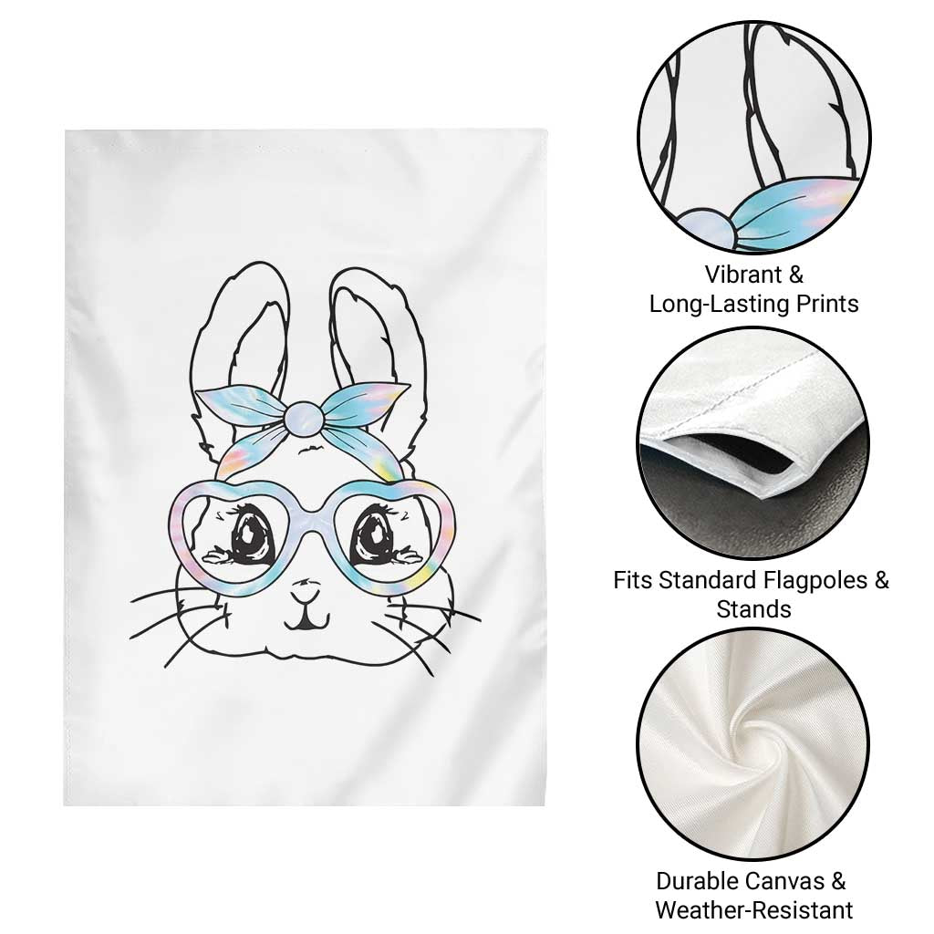 Girls Easter Bunny Garden Flag Rabbit Face Tie Dye Glasses Happy Easter Day TS10 Print Your Wear