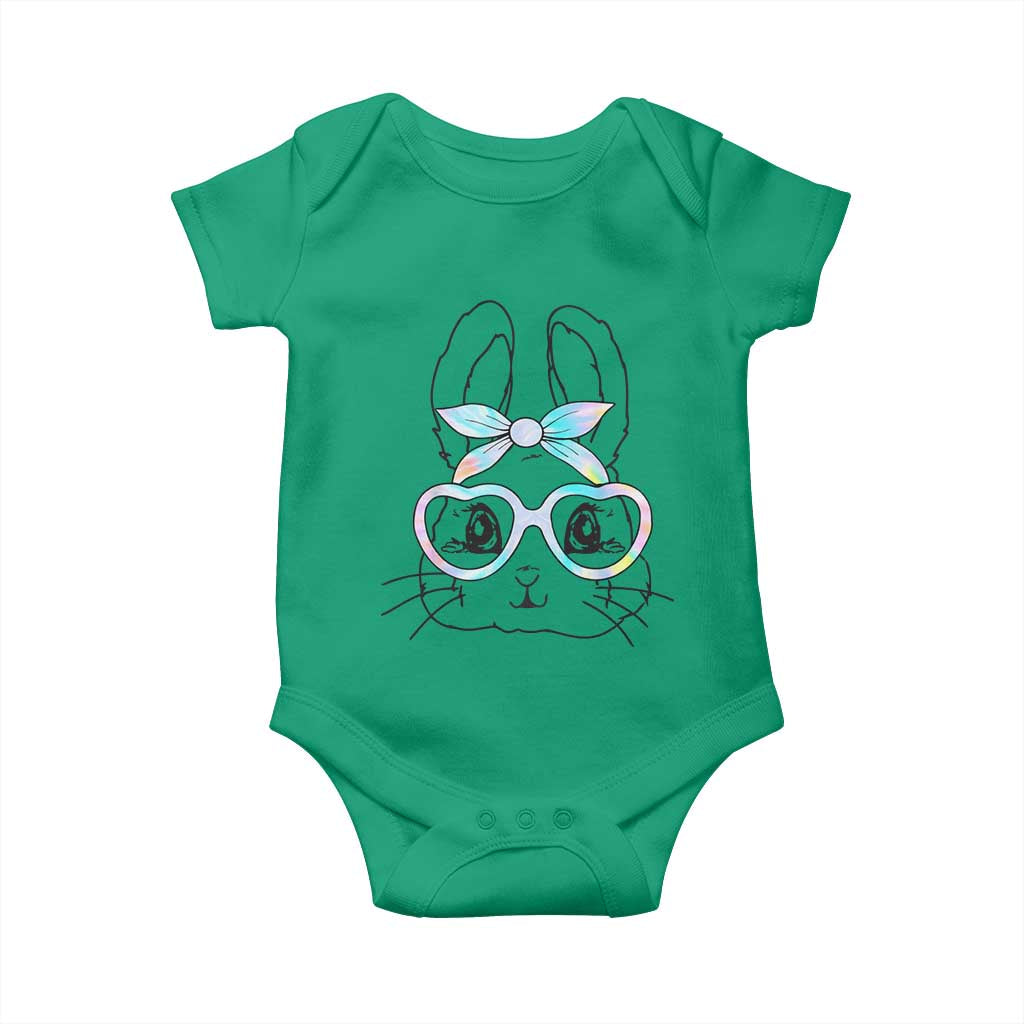 Girls Easter Bunny Baby Onesie Rabbit Face Tie Dye Glasses Happy Easter Day TS10 Irish Green Print Your Wear