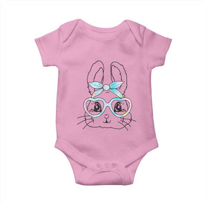 Girls Easter Bunny Baby Onesie Rabbit Face Tie Dye Glasses Happy Easter Day TS10 Light Pink Print Your Wear