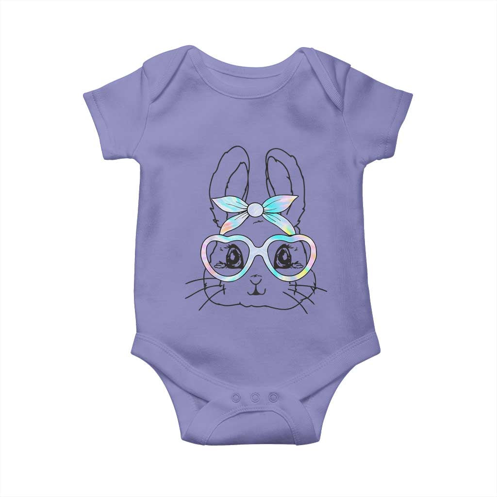 Girls Easter Bunny Baby Onesie Rabbit Face Tie Dye Glasses Happy Easter Day TS10 Violet Print Your Wear