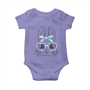 Girls Easter Bunny Baby Onesie Rabbit Face Tie Dye Glasses Happy Easter Day TS10 Violet Print Your Wear