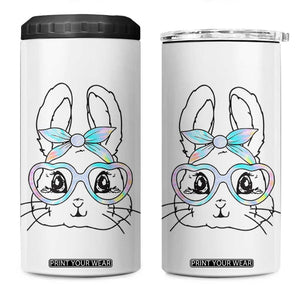 Girls Easter Bunny 4 in 1 Can Cooler Tumbler Rabbit Face Tie Dye Glasses Happy Easter Day TS10 One Size: 16 oz White Print Your Wear