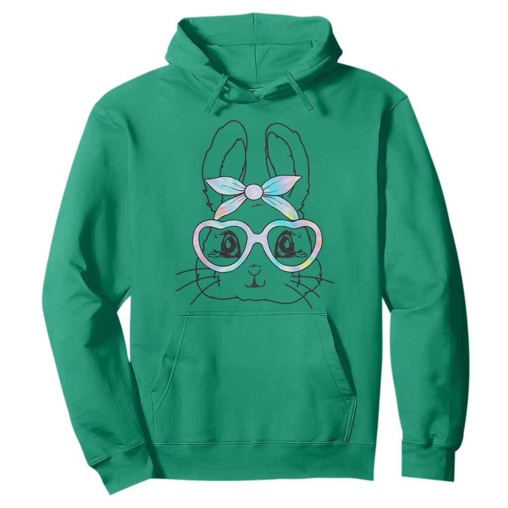 Girls Easter Bunny Hoodie Rabbit Face Tie Dye Glasses Happy Easter Day TS10 Irish Green Print Your Wear