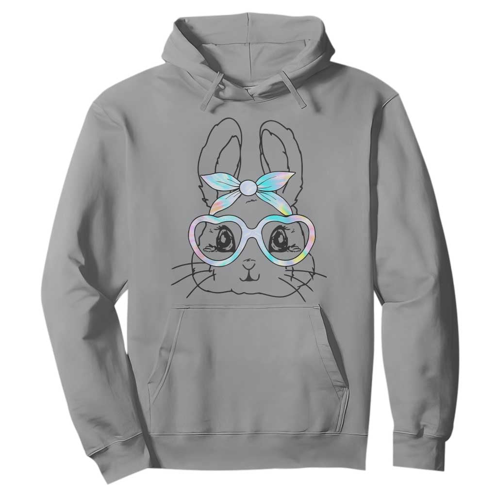 Girls Easter Bunny Hoodie Rabbit Face Tie Dye Glasses Happy Easter Day TS10 Sport Gray Print Your Wear