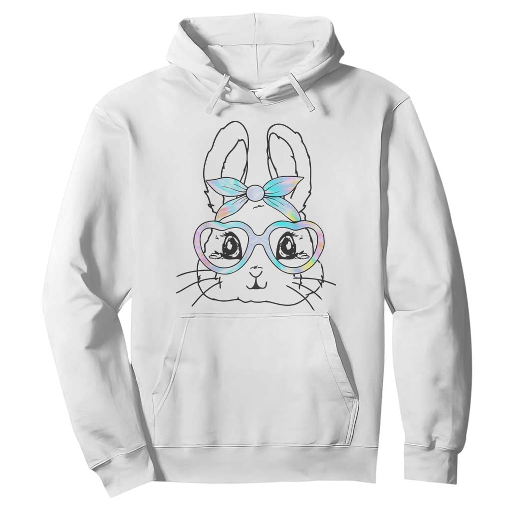 Girls Easter Bunny Hoodie Rabbit Face Tie Dye Glasses Happy Easter Day TS10 White Print Your Wear