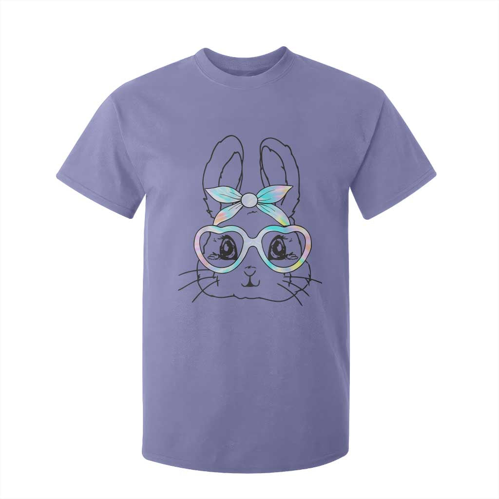 Girls Easter Bunny T Shirt For Kid Rabbit Face Tie Dye Glasses Happy Easter Day TS10 Violet Print Your Wear
