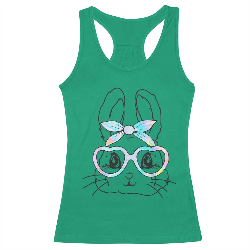 Girls Easter Bunny Racerback Tank Top Rabbit Face Tie Dye Glasses Happy Easter Day TS10 Irish Green Print Your Wear