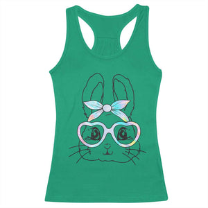 Girls Easter Bunny Racerback Tank Top Rabbit Face Tie Dye Glasses Happy Easter Day TS10 Irish Green Print Your Wear