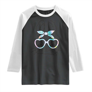 Girls Easter Bunny Raglan Shirt Rabbit Face Tie Dye Glasses Happy Easter Day TS10 Black White Print Your Wear