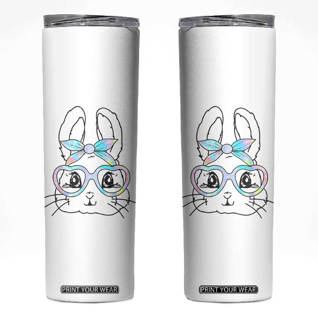 Girls Easter Bunny Skinny Tumbler Rabbit Face Tie Dye Glasses Happy Easter Day TS10 White Print Your Wear
