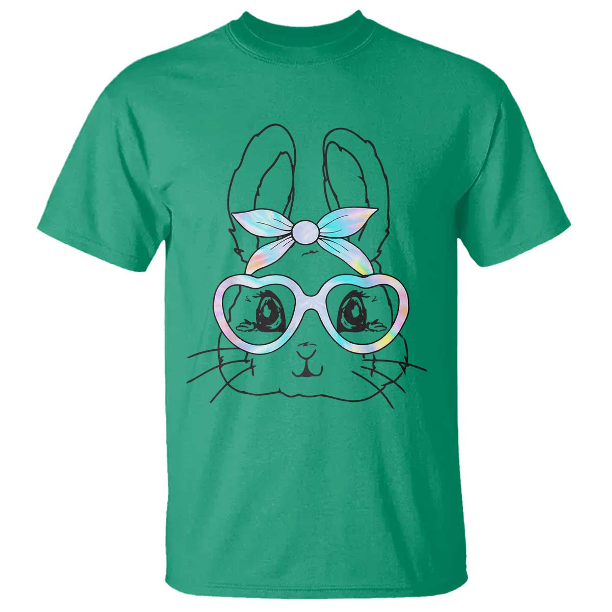 Girls Easter Bunny T Shirt Rabbit Face Tie Dye Glasses Happy Easter Day TS10 Irish Green Print Your Wear