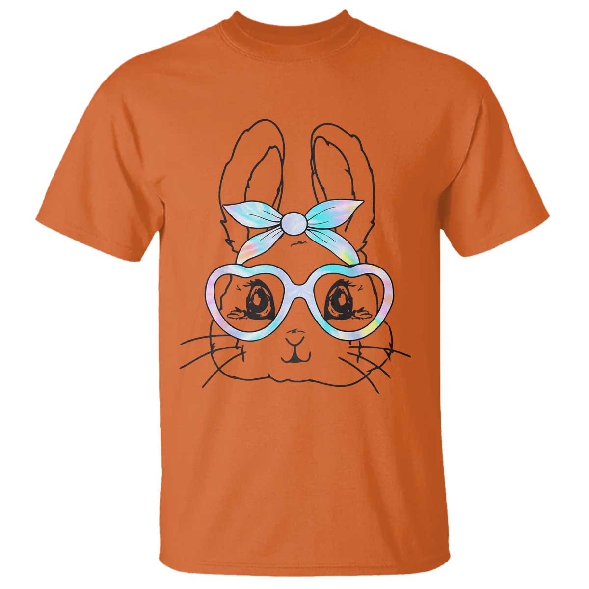 Girls Easter Bunny T Shirt Rabbit Face Tie Dye Glasses Happy Easter Day TS10 Orange Print Your Wear