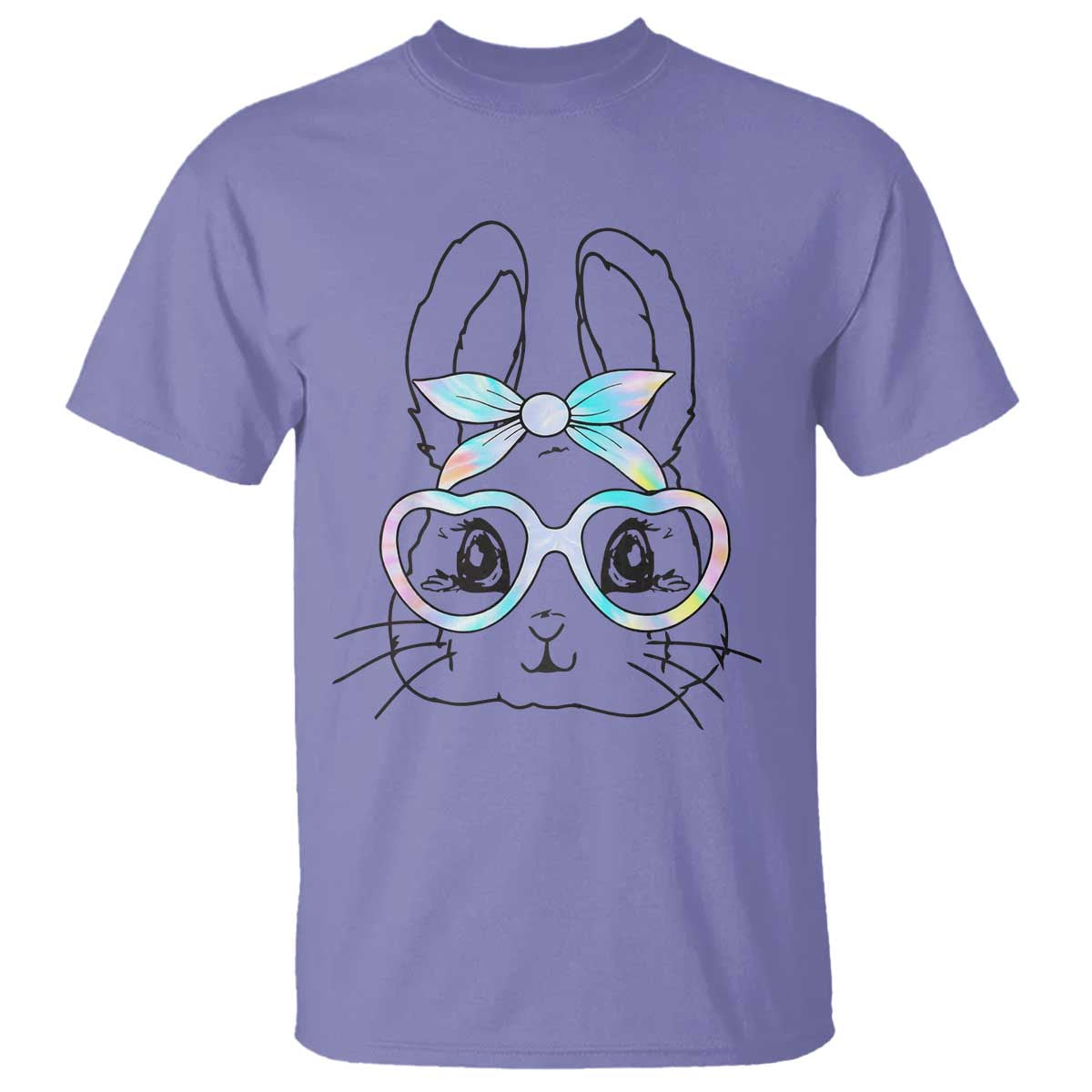 Girls Easter Bunny T Shirt Rabbit Face Tie Dye Glasses Happy Easter Day TS10 Violet Print Your Wear
