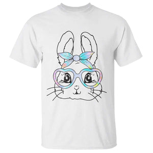 Girls Easter Bunny T Shirt Rabbit Face Tie Dye Glasses Happy Easter Day TS10 White Print Your Wear
