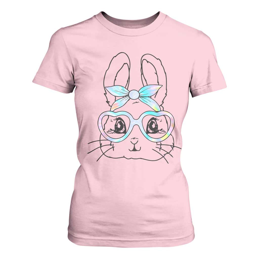 Girls Easter Bunny T Shirt For Women Rabbit Face Tie Dye Glasses Happy Easter Day TS10 Light Pink Print Your Wear