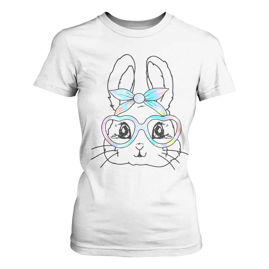 Girls Easter Bunny T Shirt For Women Rabbit Face Tie Dye Glasses Happy Easter Day TS10 White Print Your Wear