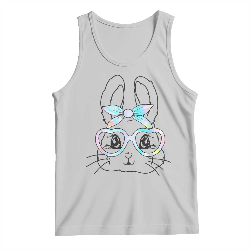 Girls Easter Bunny Tank Top Rabbit Face Tie Dye Glasses Happy Easter Day TS10 Ash Print Your Wear