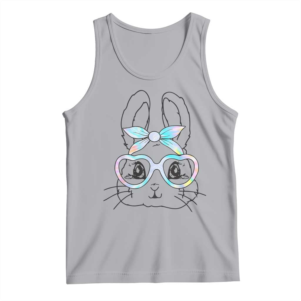Girls Easter Bunny Tank Top Rabbit Face Tie Dye Glasses Happy Easter Day TS10 Athletic Heather Print Your Wear