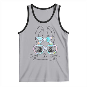Girls Easter Bunny Tank Top Rabbit Face Tie Dye Glasses Happy Easter Day TS10 Athletic Heather Black Print Your Wear
